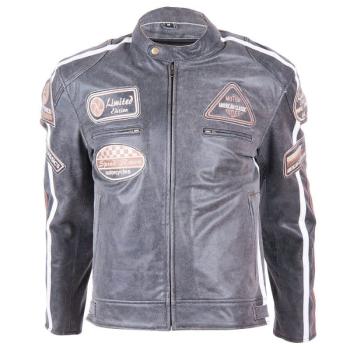 Kožená moto bunda BOS 2058 Vintage Grey Barva šedá, Velikost S