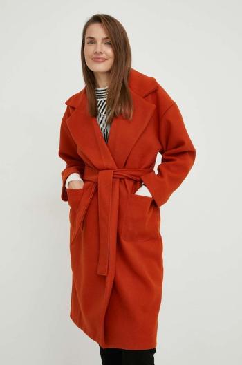 Kabát s vlnou Answear Lab oranžová barva, přechodný, oversize