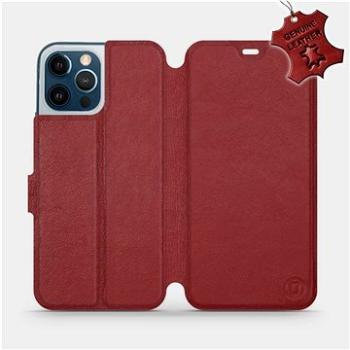 Flipové pouzdro na mobil Apple iPhone 12 Pro Max - Tmavě červené - kožené -   Dark Red Leather (5903516377862)