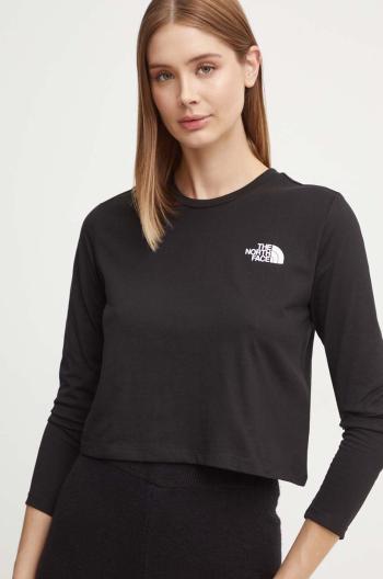 Tričko s dlouhým rukávem The North Face L/S Simple Dome Crop Tee černá barva, NF0A89FKJK31