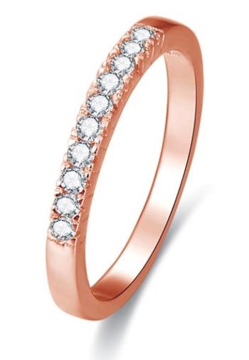 Beneto Růžově pozlacený stříbrný prsten s krystaly AGG188 52 mm