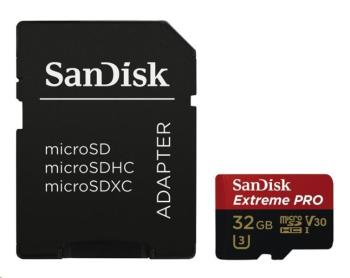 SanDisk Micro SDXC karta 32GB Extreme PRO (100MB/s, Class 10 UHS-I V30) + adaptér