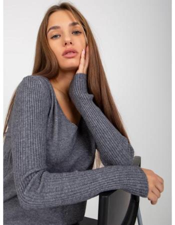 Damski sweter V-neck GENIA ciemnoszary