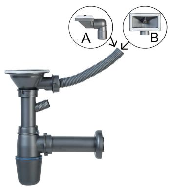 NOVASERVIS Sifon pro dřez s přepadem, 89 mm, plast NSP89