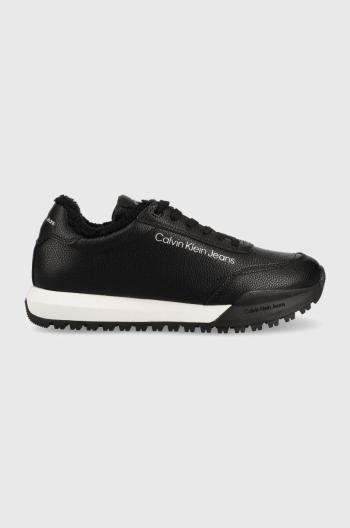 Kožené sneakers boty Calvin Klein Jeans Toothy Runner Laceup černá barva