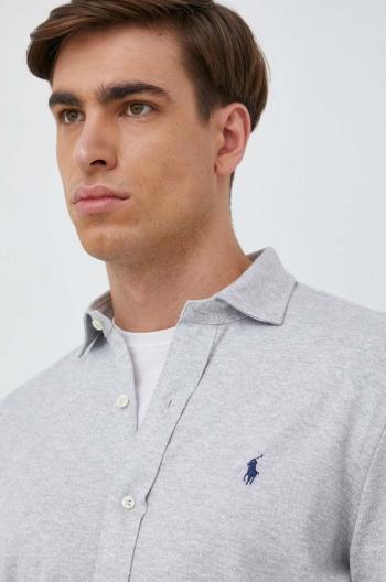 Bavlněné tričko Polo Ralph Lauren šedá barva, regular, s klasickým límcem