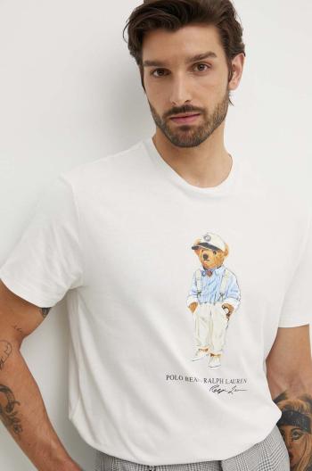 Bavlněné tričko Polo Ralph Lauren bílá barva, s potiskem