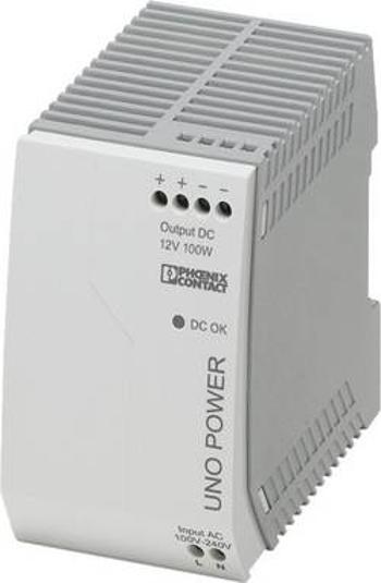 Síťový zdroj na DIN lištu Phoenix Contact UNO-PS/1AC/12DC/100W, 1 x, 12 V/DC, 8.3 A, 100 W