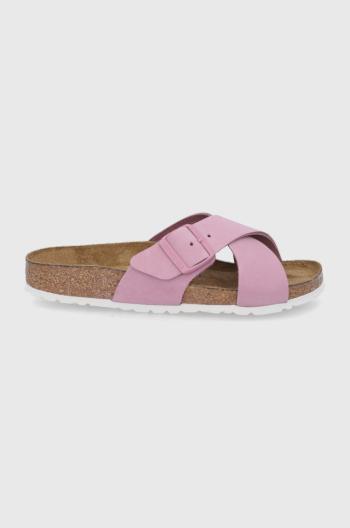 Kožené pantofle Birkenstock Siena dámské, fialová barva