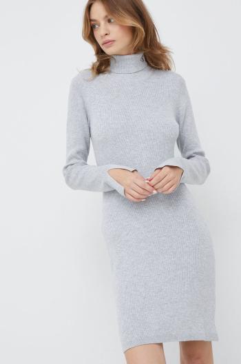 Šaty z vlněné směsi Calvin Klein Jeans šedá barva, mini