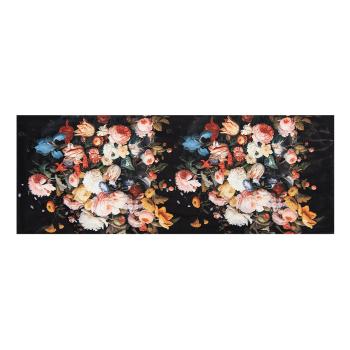 Černý běhoun na stůl s výraznými květy Flowe Rose - 35*180 cm KT065.008