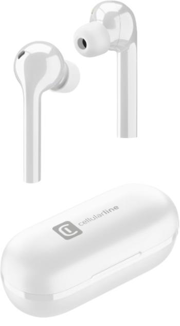 CellularLine True wireless sluchátka Flag s dobíjecím pouzdrem, bílá