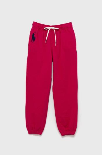 Dětské kalhoty Polo Ralph Lauren růžová barva, hladké