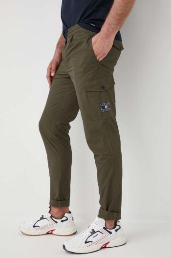 Bavlněné kalhoty Tommy Hilfiger pánské, zelená barva, ve střihu chinos