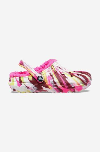 Pantofle Crocs Lined Marbled Clog dámské, 207773.ELECTRIC-Pink