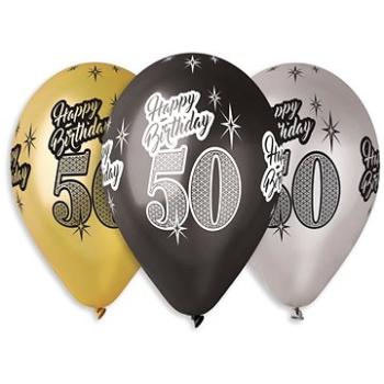 Nafukovací balónky, 30cm, Happy Birthday "50", mix barev, 5ks (8595681501165)