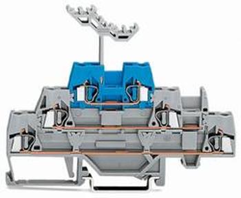 Trojitá svorka na DIN lištu WAGO 280-552, pružinová svorka, 5 mm, šedá, modrá, 40 ks