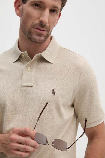 Bavlněné polo tričko Polo Ralph Lauren béžová barva, 710534735