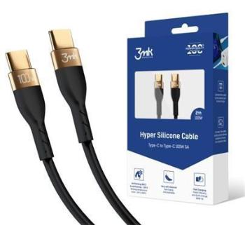 3mk datový kabel Hyper Silicone USB-C -> USB-C (PD), 100W 5A, 2 m, černá