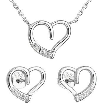 EVOLUTION GROUP Sada šperků se zirkonem náušnice a náhrdelník bílé srdce 19009.1  (Ag, 925/1000, 3,2 (8590962190120)