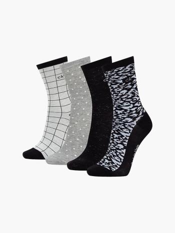 Calvin Klein dámské vzorované ponožky 4 pack - ONE (001)