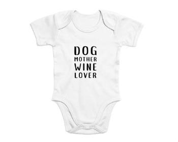 Dětské body krátký rukáv premium Dog mother wine lover