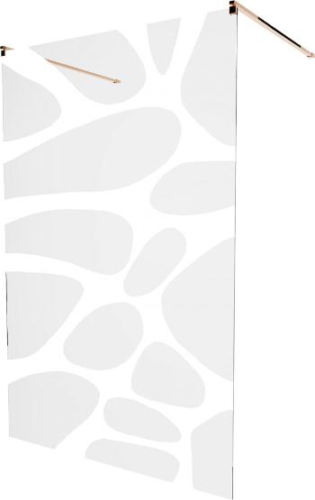 MEXEN/S KIOTO samostatně stojící sprchová zástěna 120 x 200 cm, transparent/bílá vzor 8 mm, růžové zlato 800-120-002-60-97