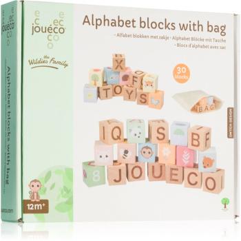 Jouéco The Wildies Family Alphabet Blocks with Bag kostky ze dřeva 12 m+ 30 ks