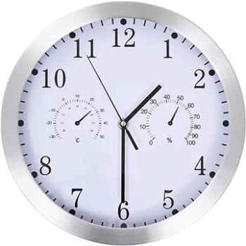 Nástěnné hodiny strojek Quartz vlhkoměr a teploměr 30 cm bílé (50623)