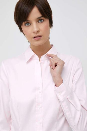 Bavlněné tričko Seidensticker růžová barva, slim, s klasickým límcem