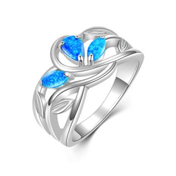 NUBIS® Stříbrný prsten s modrým opálem - velikost 62 - NB-5104-OP05-62
