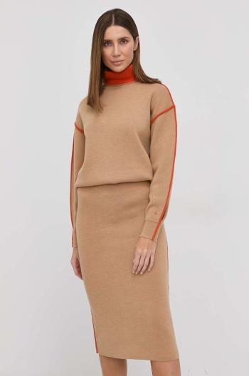 Vlněné šaty Victoria Beckham maxi, jednoduché