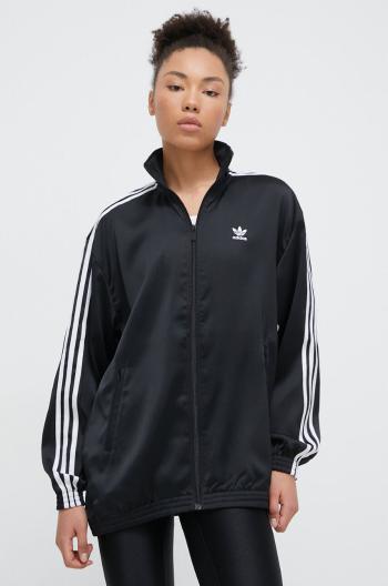 Mikina adidas Originals Loose Satin dámská, černá barva, s aplikací, IU2516