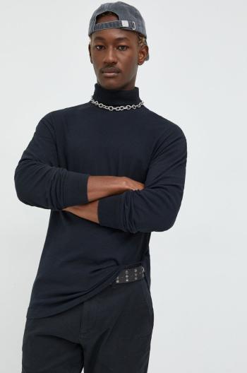 Bavlněné tričko s dlouhým rukávem Abercrombie & Fitch černá barva