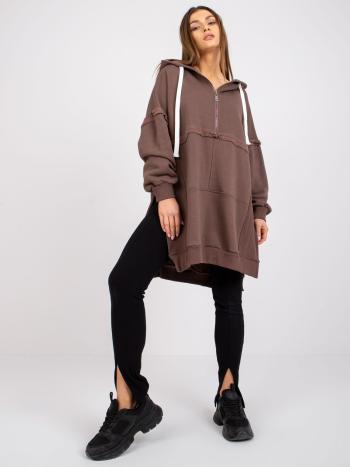 HNĚDÁ OVERSIZE MIKINA BOSTON S KAPUCÍ -FA-BL-7571.64P-BROWN Velikost: ONE SIZE