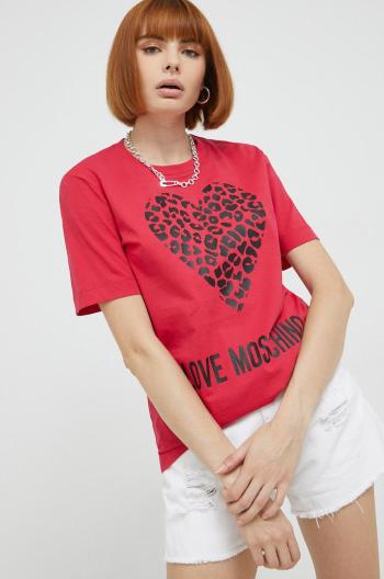 Bavlněné tričko Love Moschino červená barva