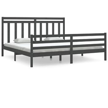 Rám postele šedý masivní dřevo 200 × 200 cm, 3105337 (3105337)