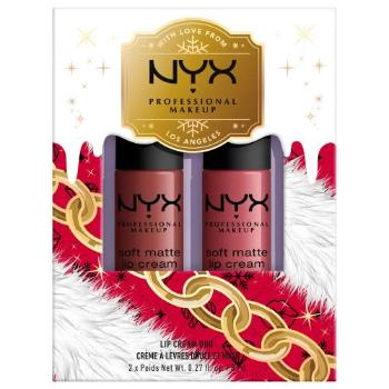 NYX Professional Makeup Mrs. Claus Lip Cream Duo dárková kazeta rtěnka Soft Matte Lip Cream 8 ml Rome + rtěnka Soft Matte Lip Cream 8 ml Cannes 02