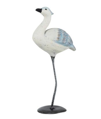 Dekorace modro-bílý ptáček na kovové noze - 13*9*31 cm 94562