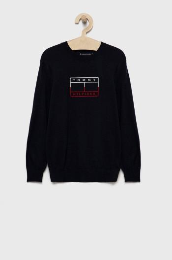 Dětský svetr Tommy Hilfiger tmavomodrá barva, lehký