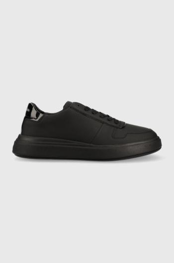 Kožené sneakers boty Calvin Klein Low Top Lace Up černá barva