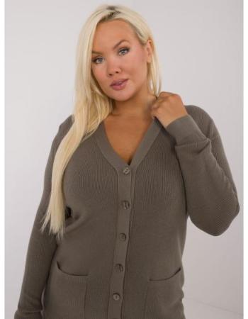 Dámský svetr s viskózou plus size khaki 