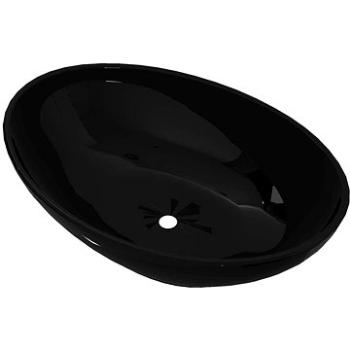 Luxusní keramické oválné umyvadlo - 40 × 33 cm - černé (140675)