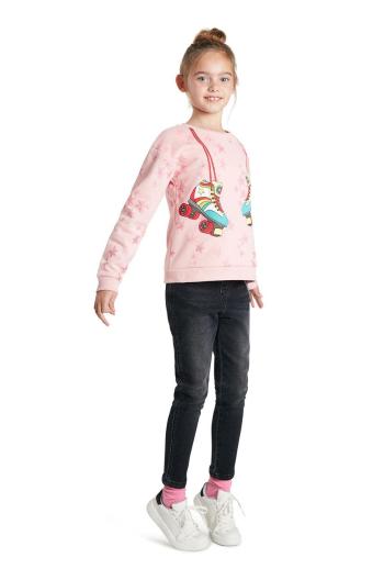 Dětská bavlněná mikina Desigual růžová barva, hladká