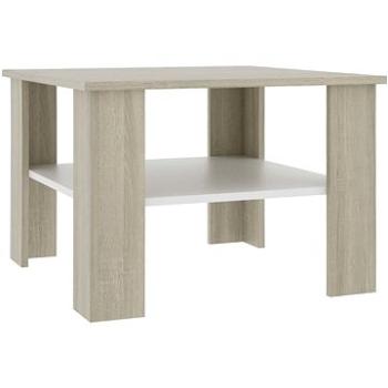 Konferenční stolek bílý a dub sonoma 60x60x42 cm dřevotříska (800212)