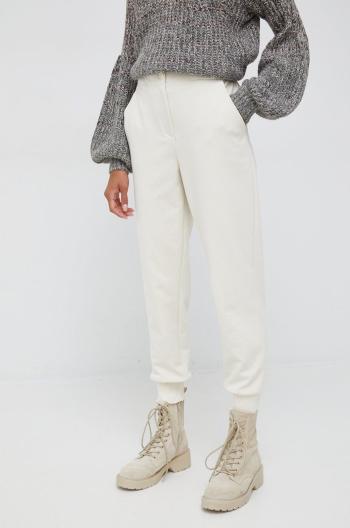 Kalhoty Sisley dámské, béžová barva, high waist
