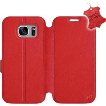 Flip pouzdro na mobil Samsung Galaxy S7 Edge - Červené - kožené -   Red Leather (5903226501045)