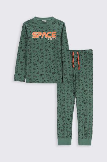 Dětské bavlněné pyžamo Coccodrillo zelená barva, s potiskem