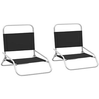 Skládací plážové židle 2 ks textil černé, 310366 (310366)