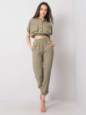 KHAKI DÁMSKÁ LEHKÁ SOUPRAVA S KNOFLÍKY 346-KMPL-5002.61-KHAKI Velikost: XL